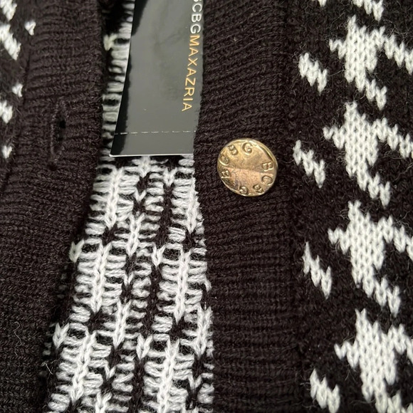 NWT BCBG Maxazria Black & White Houndstooth Print Cardigan M - Picture 4 of 7